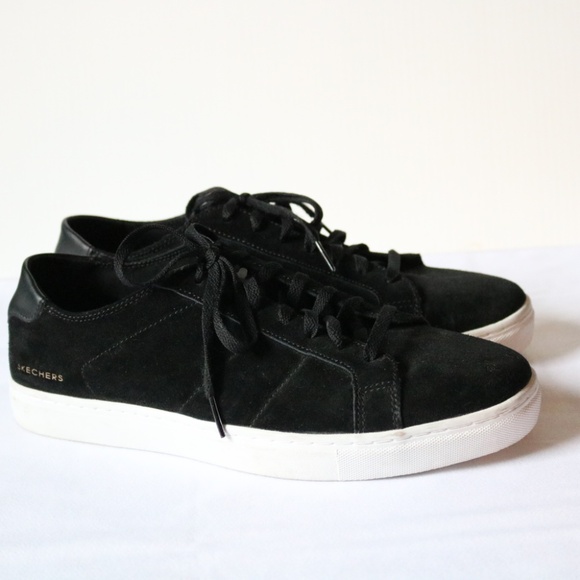 SKECHERS Street Los Angelis Black Suede Sneakers Lace Up Men's Size 8.5 Skate - Picture 2 of 11